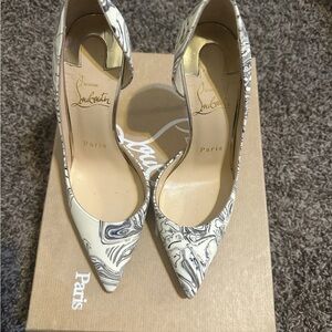 Christian Louboutin Black and White Marble Heels